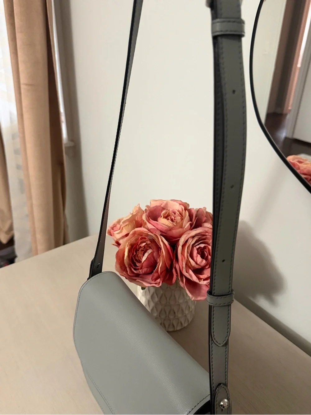 Marc Jacobs Light Gray Leather Crossbody Saddle Bag